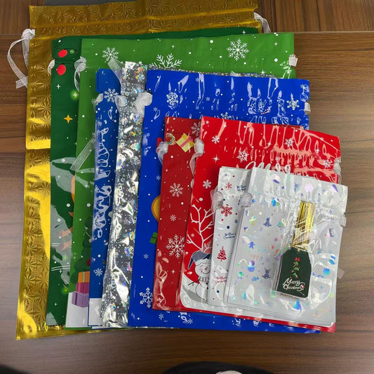 30 Christmas Gift Bags - Drawstring Style